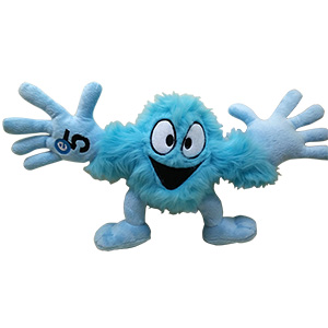 Blue fuzzy creature with big hands